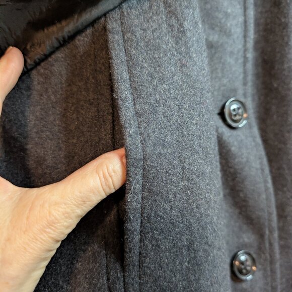 Vintage London Fog Wool Blend Full Length Coat | Women's, Charcoal Gray, Size 14 - Picture 5 of 15